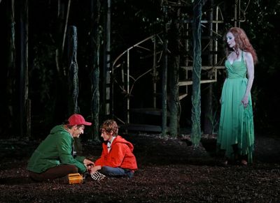 Denis O'Hare, Noah Radcliffe, and Donna Murphy in the Shakespeare in the Park product Photo