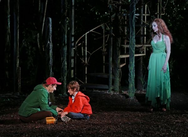 Denis O'Hare, Noah Radcliffe, and Donna Murphy in the Shakespeare in the Park product Photo