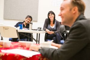 Alex Moggridge rehearses with Leigh Silverman and David Henry Hwang @ BroadwayWorld Alex Moggridge rehearses with Leigh Silverman and David Henry Hwang Photo