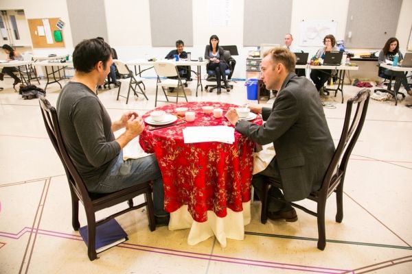 Brian Nishii and Alex Moggridge (seen in the foreground) rehearse with David Henry Hw Photo