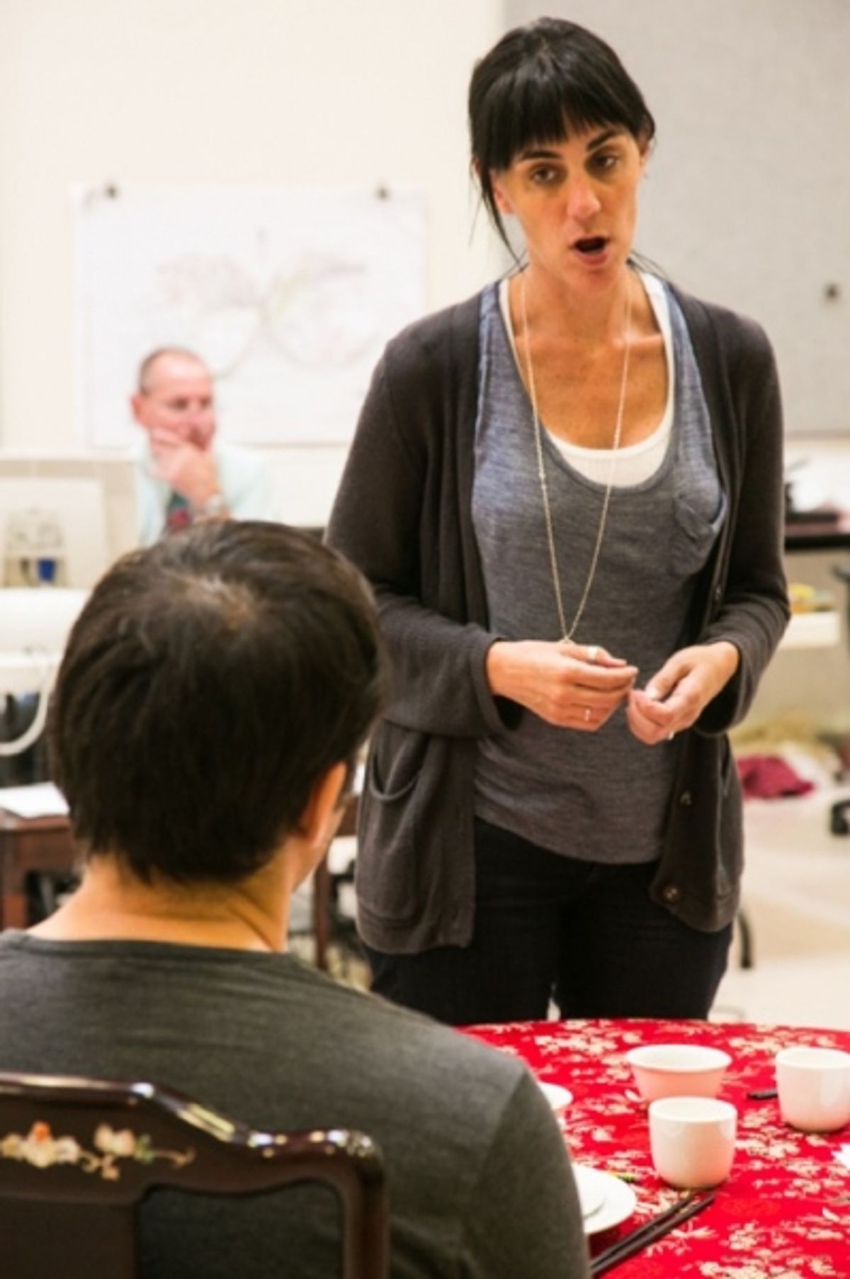 Leigh Silverman leads a rehearsal for Chinglish at 