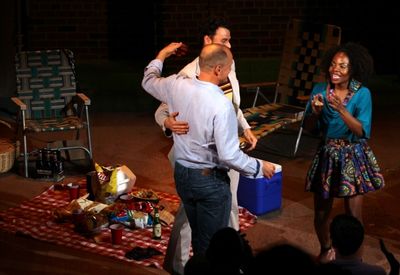 Lee Osorio, Marsha Stephanie Blake & Woody Harrelson Photo