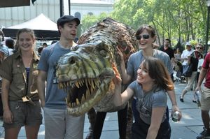 Field Station: Dinosaurs' 15-foot T-Rex with Corey Cott, Kara Lindsay and Julie Folodesi @ BroadwayWorld Field Station: Dinosaurs' 15-foot T-Rex with Corey Cott, Kara Lindsay and Julie Folod Photo