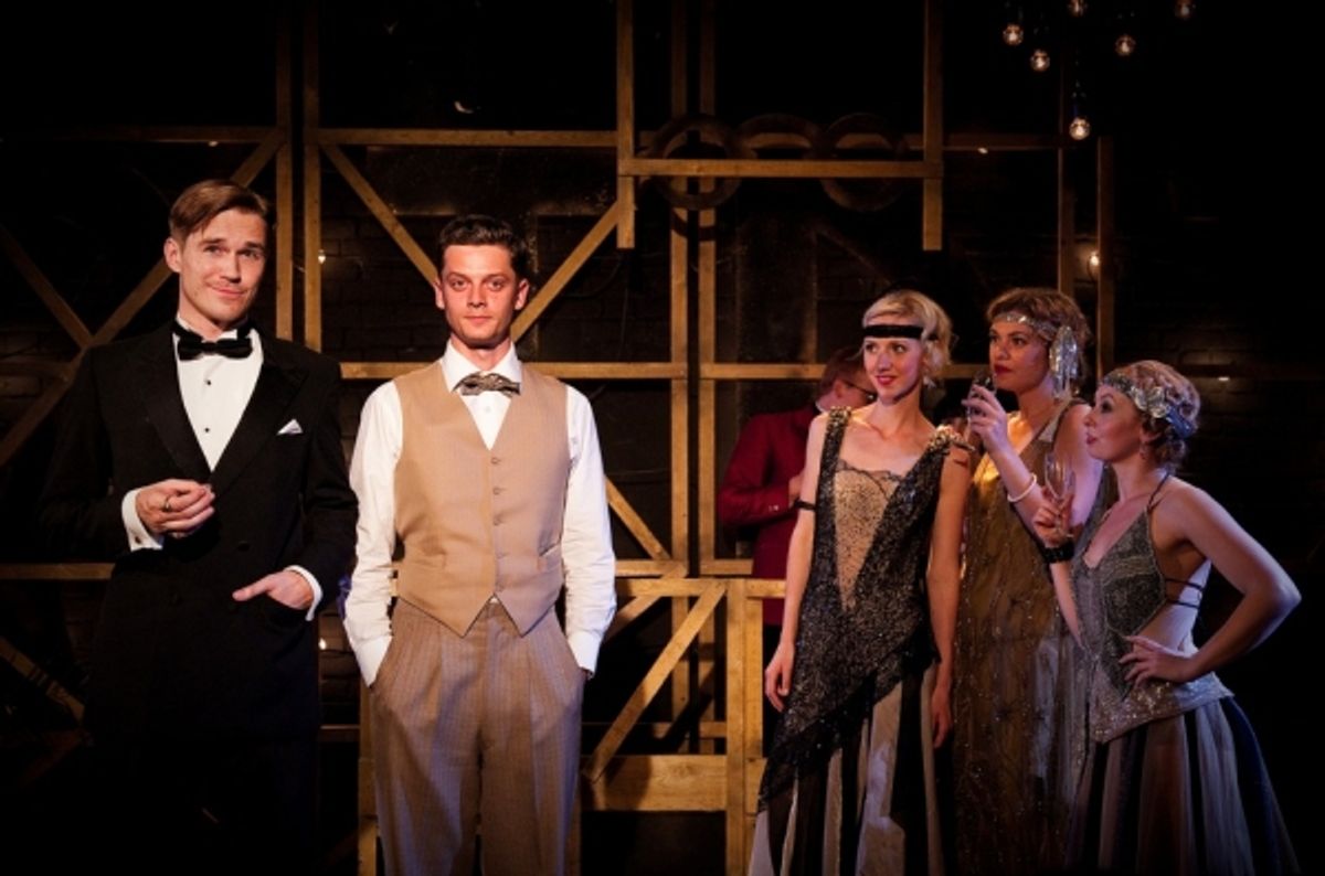 Sean Browne (Gatsby), Raphael Verrion (Nick), Peta Cornish (Jordan) Anna Maguire (Catherine), Alyssa Noble (Lucille) at 