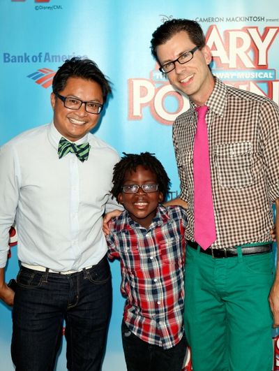 Alec Mapa poses with son Zion Hebert-Mapa and Jamison Hebert Photo