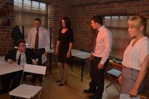 Andrew Marsden, Ben Rigby, Adele Stanhope, David Degiorgio, Natalie Perry in Exam Photo