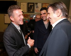 John Logan, Zachary Quinto and Leonard Nimoy Photo
