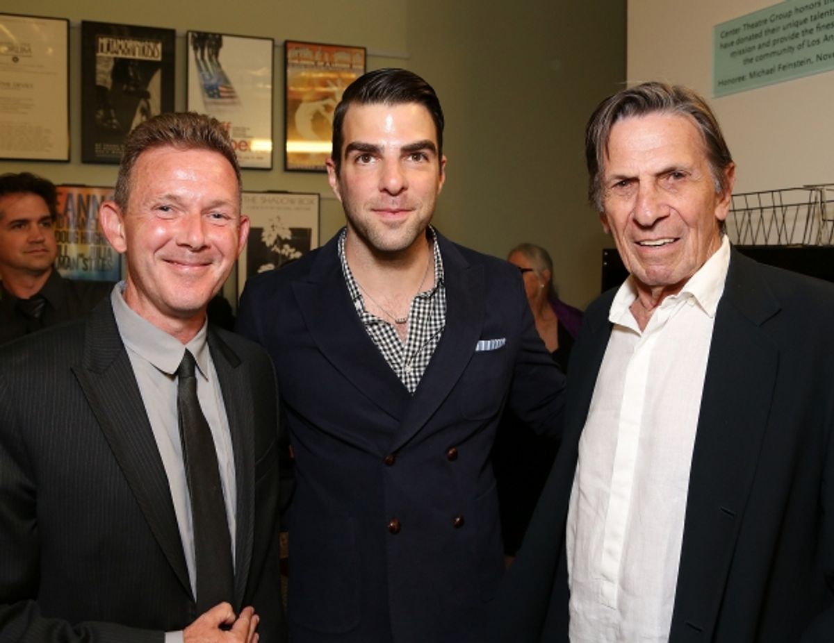 John Logan, Zachary Quinto and Leonard Nimoy at 
