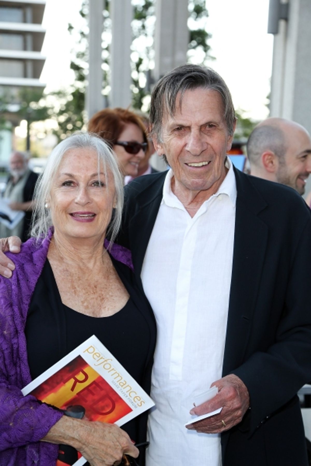 Susan Bay, left, and actor Leonard Nimoy, right, pose during the arrivals for the opening night performance of 'Red' at the Center Theatre Group/Mark Taper Forum on Sunday,  Aug. 12, 2012, in Los Angeles, Calif. (Photo by Ryan Miller/Capture Imaging) at 