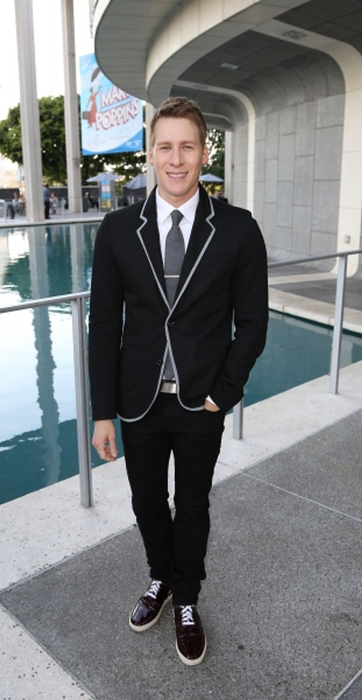 Writer Dustin Lance Black poses during the arrivals for the opening night performance of 'Red' at the Center Theatre Group/Mark Taper Forum on Sunday,  Aug. 12, 2012, in Los Angeles, Calif. (Photo by Ryan Miller/Capture Imaging) at 