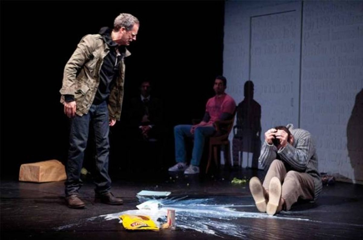 Ned Weeks (Patrick Breen, far left), Mickey Marcus (Michael Berresse, second from left), Grady (Tom Berklund, second from right), and Luke Mcfarlane at 