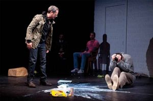 Ned Weeks (Patrick Breen, far left), Mickey Marcus (Michael Berresse, second from lef Photo