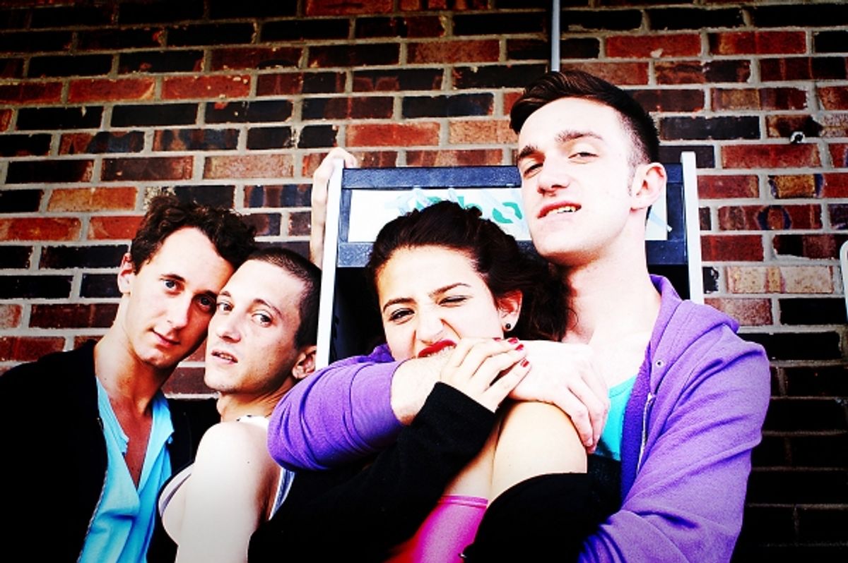 (L to R) Mark (Matthew Turner Shelton), Gary (Bailey Boudreau), Lulu (Genevieve Jona) and Robbie (Robbie Dwight), spend the day Shopping & f**king at Ferndale's Ringwald Theatre from September 8-24, 2012. Photo by Joe Plambeck. at 
