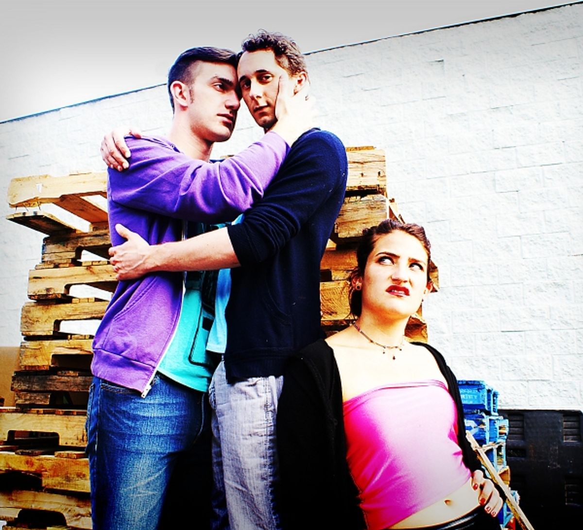 (L to R) Robbie (Robbie Dwight), Mark (Matthew Turner Shelton), and Lulu (Genevieve Jona) spend the day Shopping & f**king at Ferndale's Ringwald Theatre from September 8-24, 2012. Photo by Joe Plambeck. at 