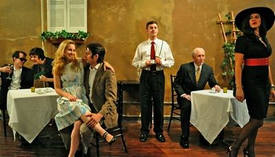 L-R:  Ligurio (Broderick Ballantyne), Sostrata (Linda Suttle), Lucrezia (Emily March) Photo