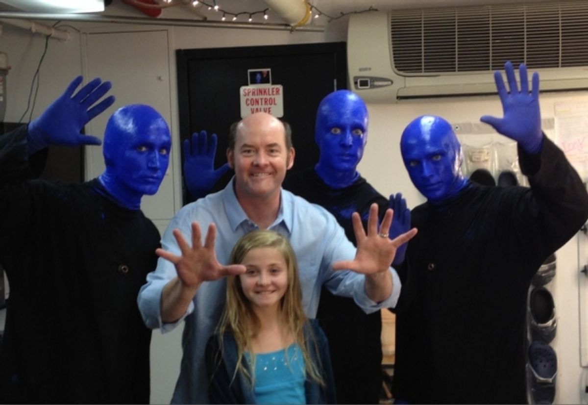 David Koechner and his daughter with Blue Man Group at 
