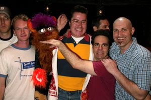 Merwin Foard( Gypsy Robe Recipient from the ASSASSINS ) with Neil Patrick Harris, Mario Cantone and Marc Kudish @ BroadwayWorld Merwin Foard( Gypsy Robe Recipient from the ASSASSINS ) with Neil Patrick Harris, M Photo