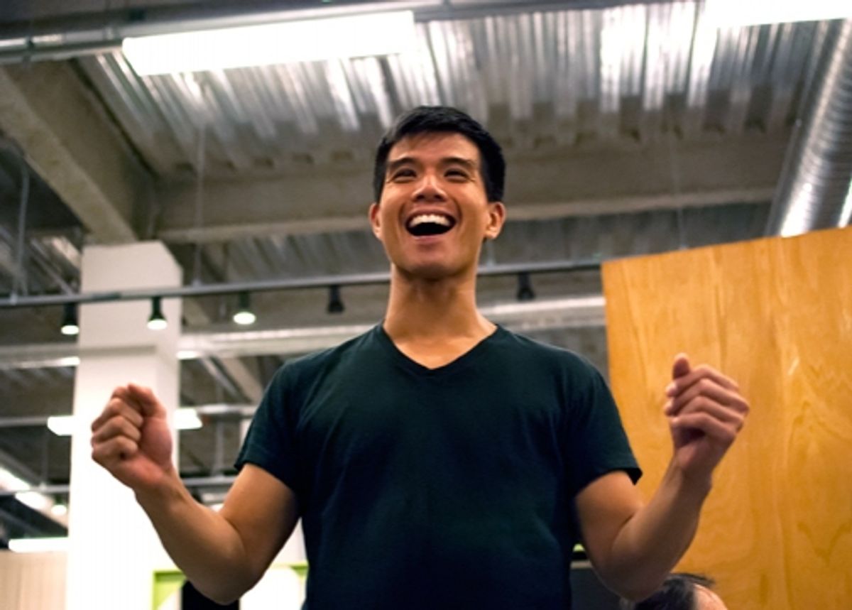 Telly Leung in rehearsal for Allegiance - A New American Musical at The Old Globe in San Diego, California. The World Premiere of Allegiance, with music and lyrics by Jay Kuo and book by Marc Acito, Kuo and Lorenzo Thione, directed by Stafford Arima, will at 