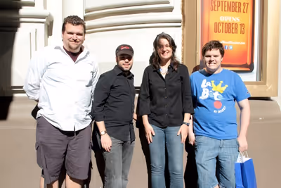 Pam MacKinnon with the first fans in line Photo