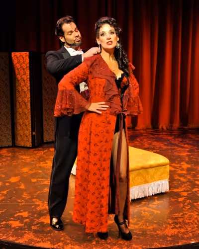 Tony Lawson (asAristide Forestier) and Glory Crampton (as Pistache) Photo