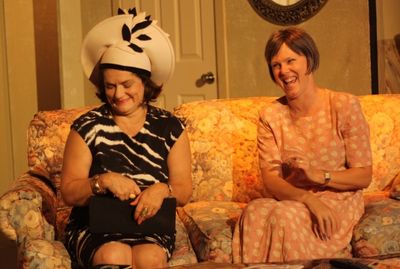  Nancy Cooper (Kitty) enjoys her time with her best friend, Barbie Weisserman (Mia).  Photo
