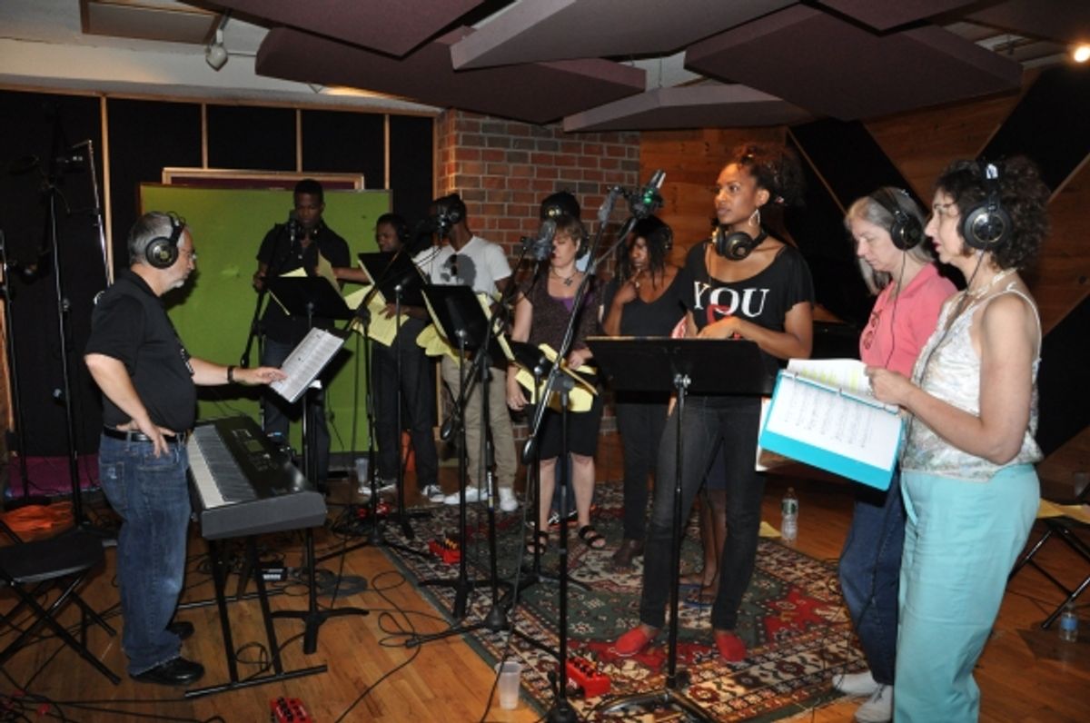  Peter Candela conduction the Cast of The Lion King-Derek Davis, Alan Wiggins, James A. Pierce III, Donna Doiron,Sheryl McCallum, Chondra L. Profit, Marion Mooney and Meryl Rosner at 