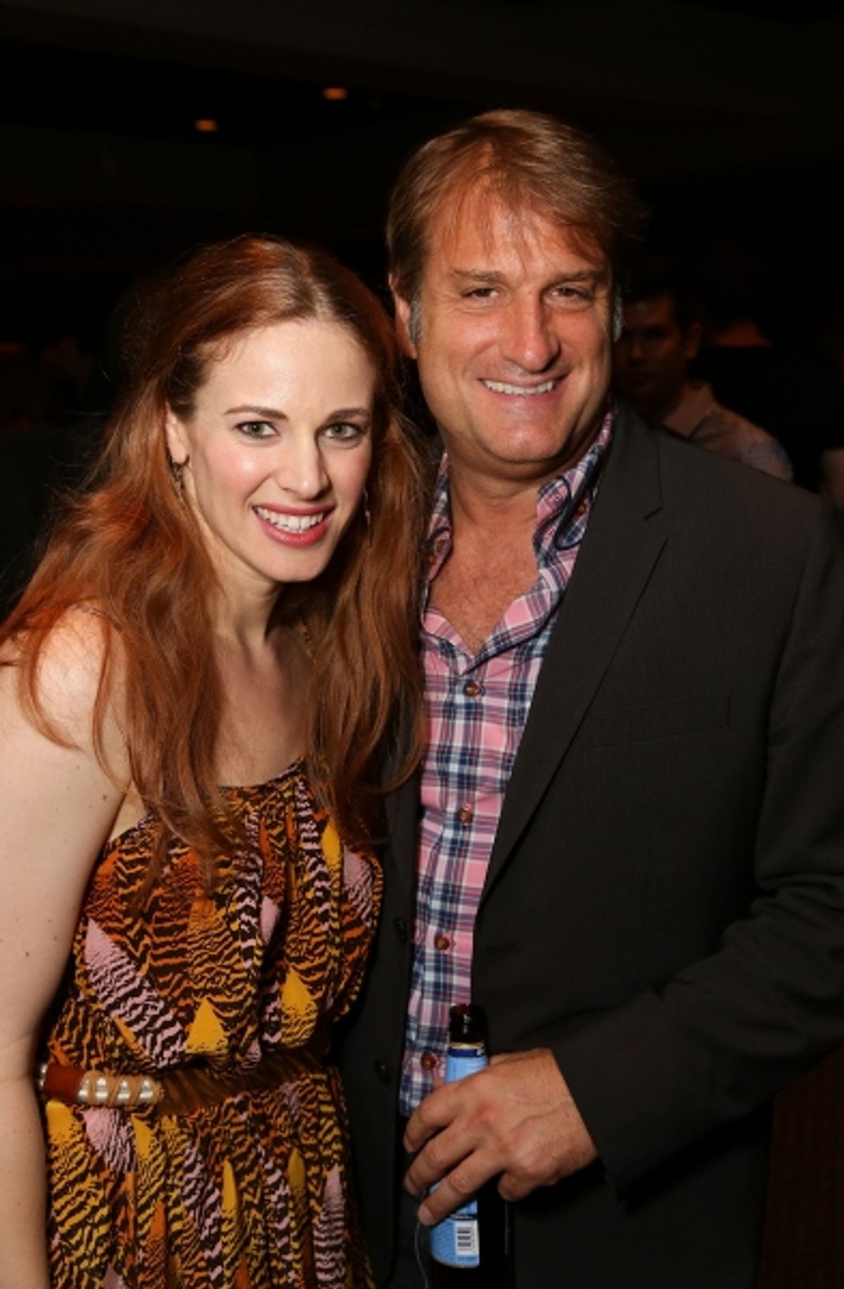 From left, Cast member Teal Wicks and Director/Choreographer Jeff Calhoun pose during the party for the opening night performance of 'Jekyll & Hyde' The Musical at the La Mirada Theatre for the Performing Arts on Saturday,  Aug. 8, 2012, in La Mirada, Cal at 