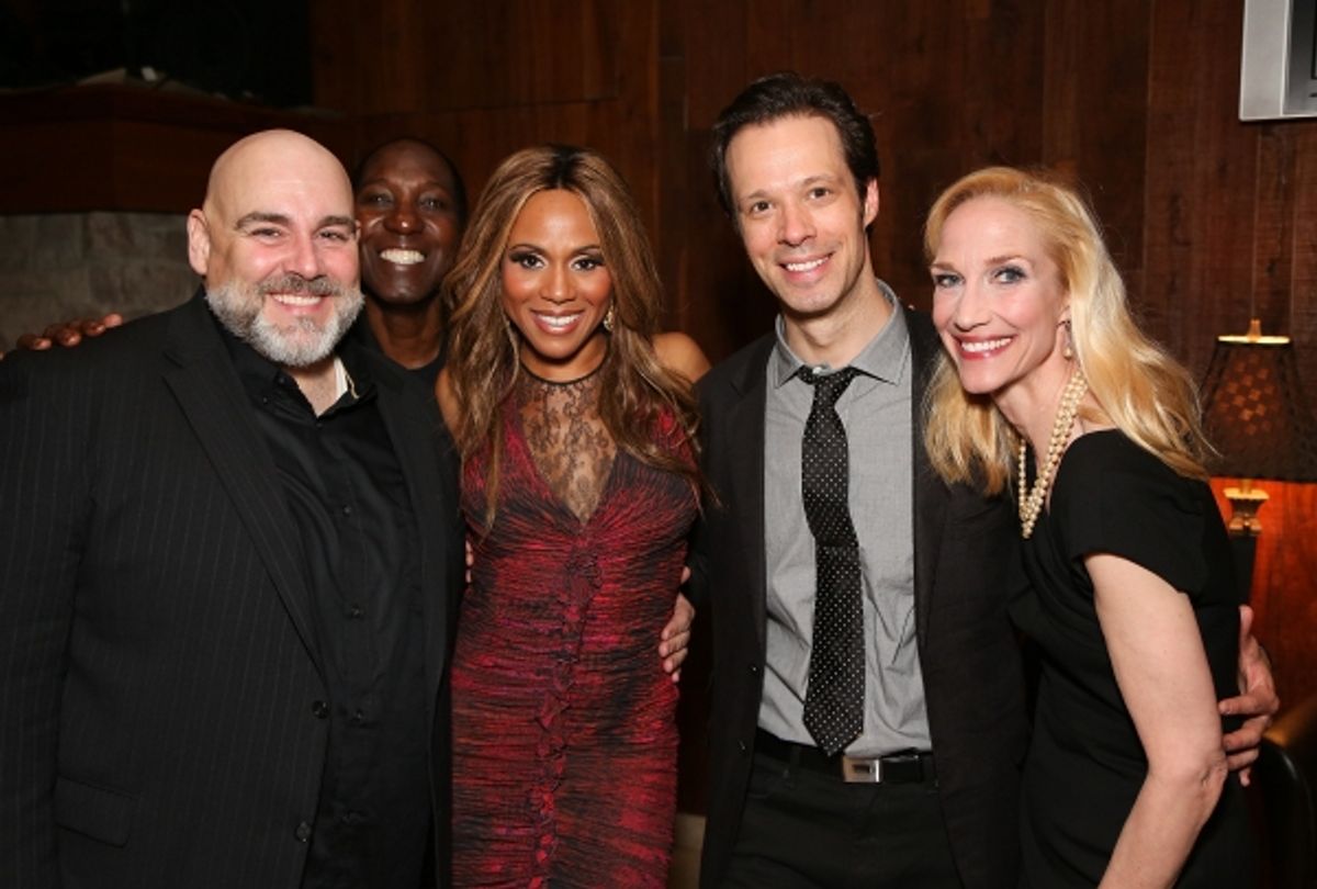  From left, Cast members David Benoit, Mel Johnson Jr., Deborah Cox, Laird mackintosh and Blair Ross pose during the party for the opening night performance of 'Jekyll & Hyde' The Musical at the La Mirada Theatre for the Performing Arts on Saturday, Aug.  at 