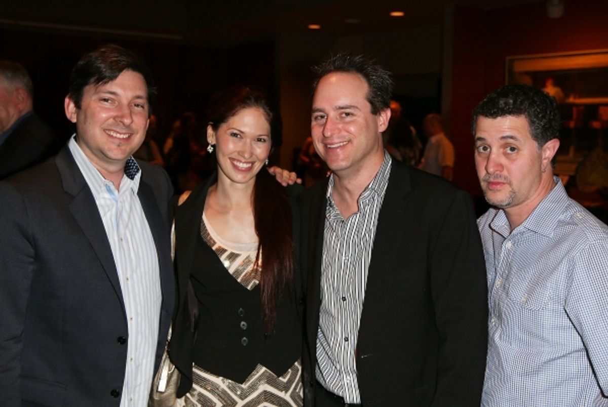  From left, Jason Niedle, April Molina, Brian Kite, Producing Artistic Director La Mirada Theatre for the Performing Arts and Jeff Maynord pose during the party for the opening night performance of 'Jekyll & Hyde' The Musical at the La Mirada Theatre for  at 