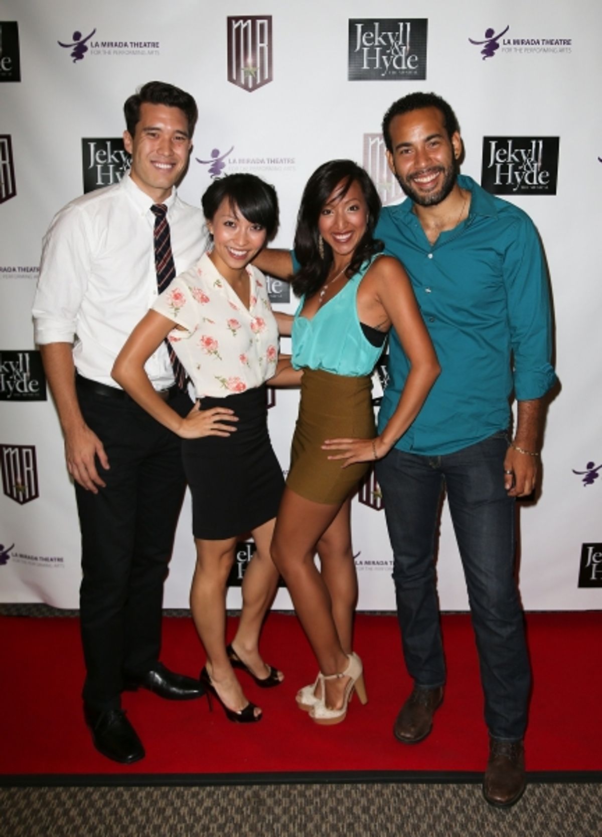 From left, Terrance Leavey, Nancy Lam, Betty Le and Bertrand Roy pose during the party for the opening night performance of 'Jekyll & Hyde' The Musical at the La Mirada Theatre for the Performing Arts on Saturday,  Aug. 8, 2012, in La Mirada, Calif. (Phot at 