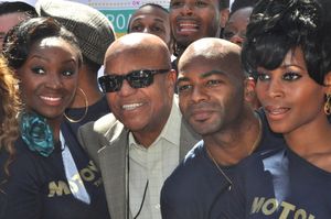 Berry Gordy, Brandon Victor Dixon and Valisia LeKae Photo