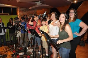 The Cast of Newsies-Brendon Stimson, Caitlyn Caughell, Michael Fatica, Andy Richardso Photo