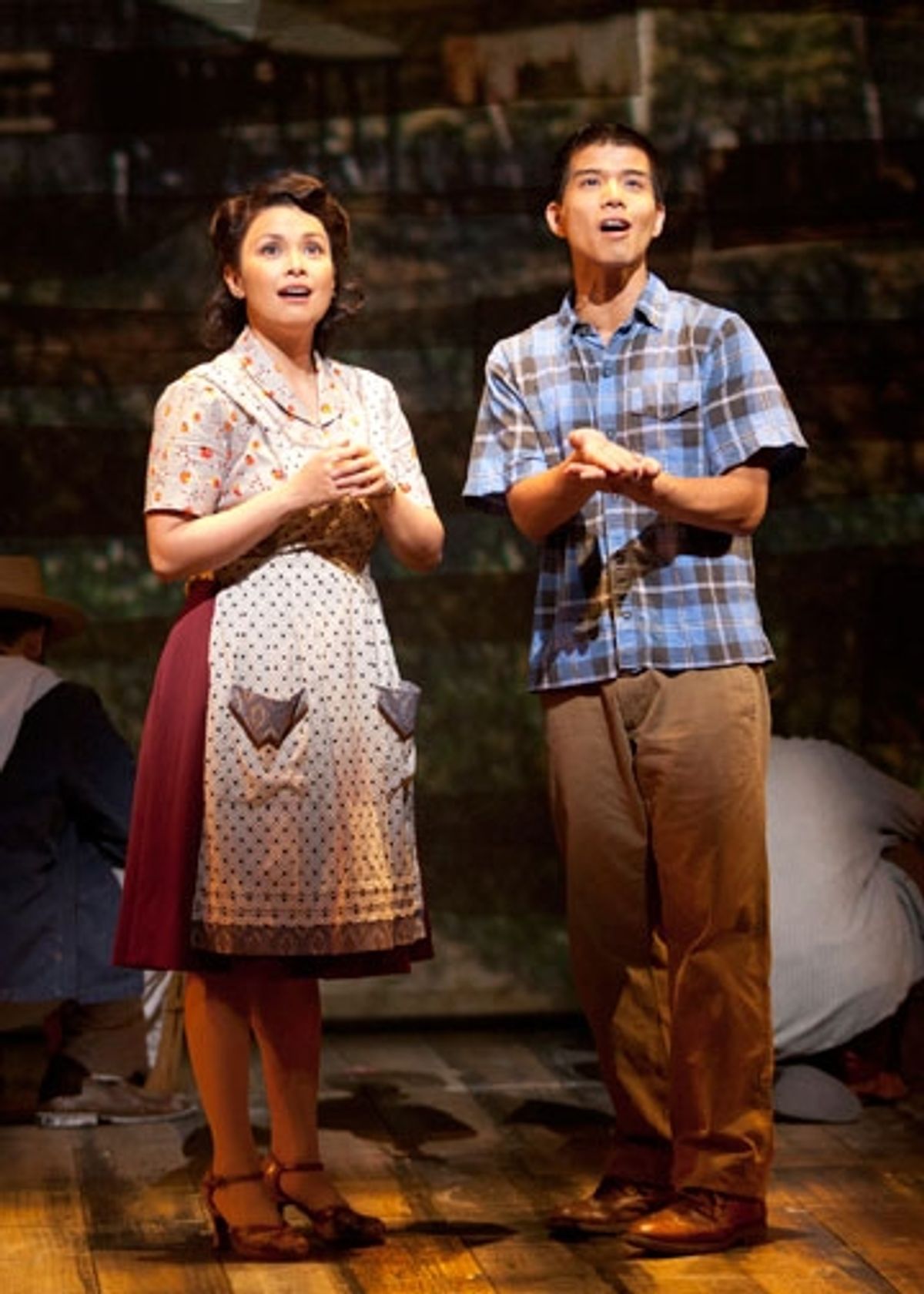  Lea Salonga as Kei Kimura and Telly Leung as Sammy Kimura in the World Premiere of Allegiance - A New American Musical, with music and lyrics by Jay Kuo and book by Marc Acito, Kuo and Lorenzo Thione, directed by Stafford Arima, Sept. 7 - Oct. 21, 2012 a at 