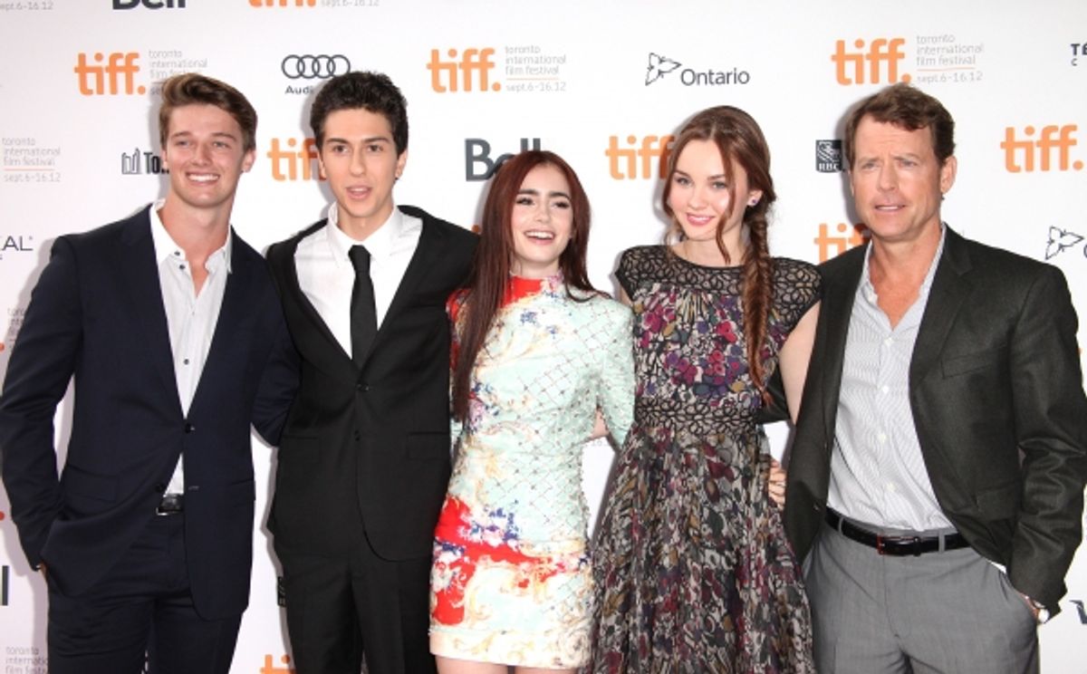 Patrick Schwarzenegger, Nat Wolff, Lily Collins, Liana Liberato and Greg Kinnear attending the The 2012 Toronto International Film Festival Red Carpet Arrivals for 'Writers' at the Ryerson Theatre in Toronto on 9/9/2012 at 