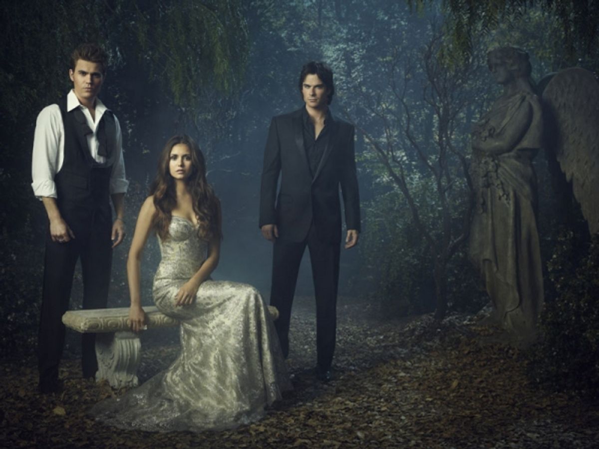  (L-R): Paul Wesley as Stefan, Nina Dobrev as Elena, and Ian Somerhalder as Damon at 