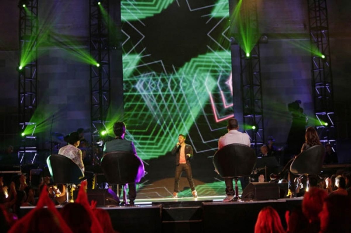  (L-R): John Rich, Joe Jonas, Jeremy Crooks, Nelly, and Gloria Estefan at 