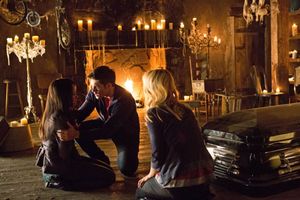  Kat Graham as Bonnie, Steven R. McQueen as Jeremy Gilbert, and Candice Accola as Car Photo