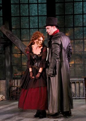 Jeffrey M. Bender as the brutal thief Bill Sikes and Corey Tazmania as Nancy, a thief and prostitute @ BroadwayWorld Jeffrey M. Bender as the brutal thief Bill Sikes and Corey Tazmania as Nancy, a thief Photo