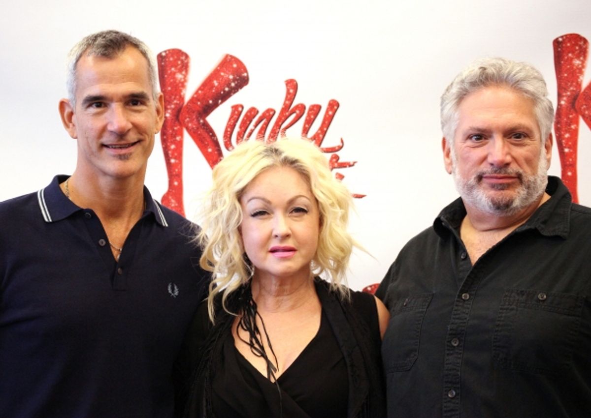  Director Jerry Mitchell, Cyndi Lauper (Music) & Harvey Fierstein (Book) at 