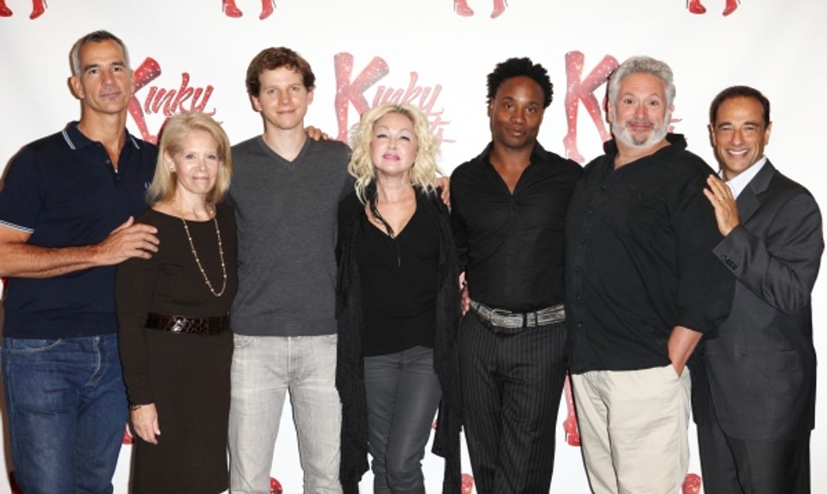  Director Jerry Mitchell, Producer Daryl Roth, Peter Starks, Cyndi Lauper (Music), Billy Porter, Harvey Fierstein (Book) & Producer Hal Luftig at 