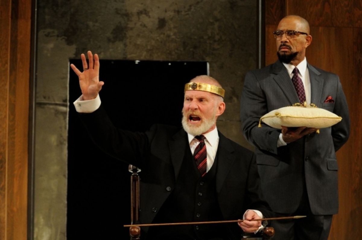  Trinity Rep resident actor Brian McEleney as King Lear, with DTC resident actor Hassan El-Amin as Kent at 