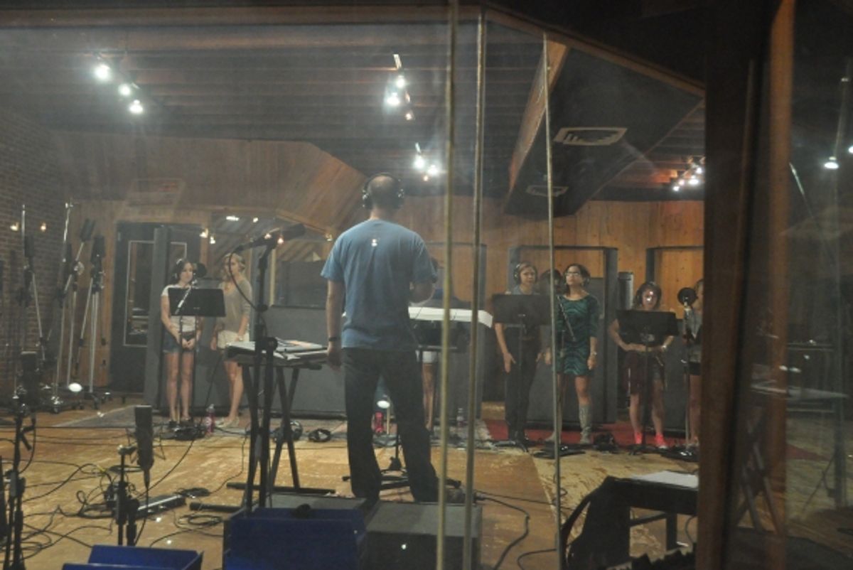 David Pepin with the ladies of the cast-Nikki Bohne, Taylor Louderman, Ryann Redmond, Ariana Bebose, Casey Jamerson, Janet Krupin, Danielle Cariacci and Courtney Corbeille
 at 