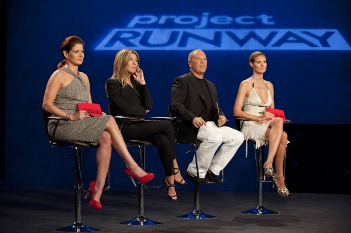  Guest judge Debra Messing, Nina Garcia, Michael Kors and Heidi Klum at 