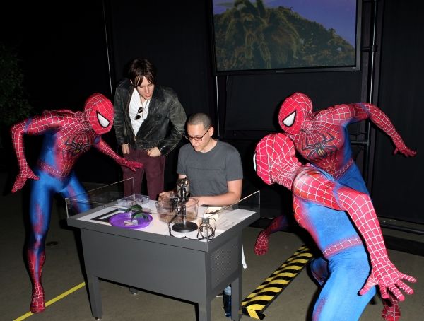 Reeve Carney visits with Emerson Nunez  of  'Spiders Alive!' Photo