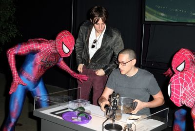 Reeve Carney visits with Emerson Nunez  of  'Spiders Alive!' Photo