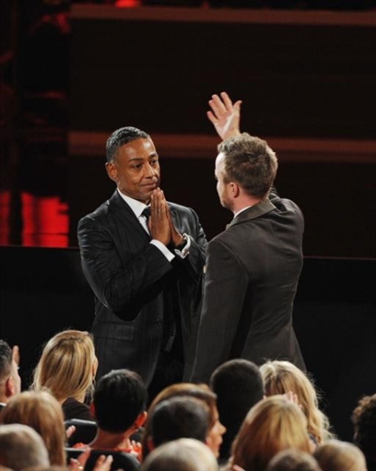  THE 64TH PRIMETIME EMMY(r) AWARDS - The 64th Primetime Emmy Awards broadcasts live from 8:00-11:00 p.m., ET/5:00-8:00 p.m., PT., Sunday, September 23, 2012 exclusively on ABC. (ABC/TODD WAWRYCHUK)GIANCARLO ESPOSITO, AARON PAUL at 