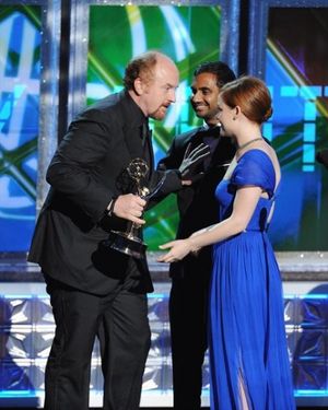 THE 64TH PRIMETIME EMMY(r) AWARDS - The 64th Primetime Emmy Awards broadcasts live from 8:00-11:00 p.m., ET/5:00-8:00 p.m., PT., Sunday, September 23, 2012 exclusively on ABC. (ABC/TODD WAWRYCHUK)LOUIS C.K., AZIZ ANSARI, JANE LEVY @ BroadwayWorld THE 64TH PRIMETIME EMMY(r) AWARDS - The 64th Primetime Emmy Awards broadcasts live f Photo