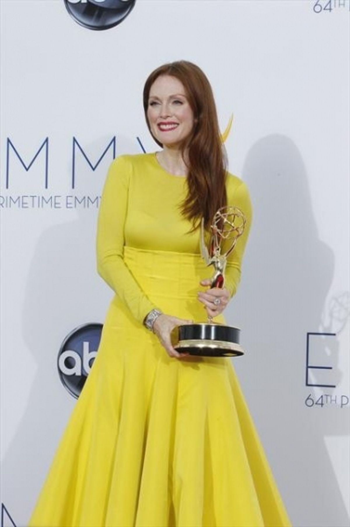  THE 64TH PRIMETIME EMMY(r) AWARDS - The 64th Primetime Emmy Awards broadcasts live from 8:00-11:00 p.m., ET/5:00-8:00 p.m., PT., Sunday, September 23, 2012 exclusively on ABC. (ABC/RICK ROWELL)JULIANNE MOORE at 