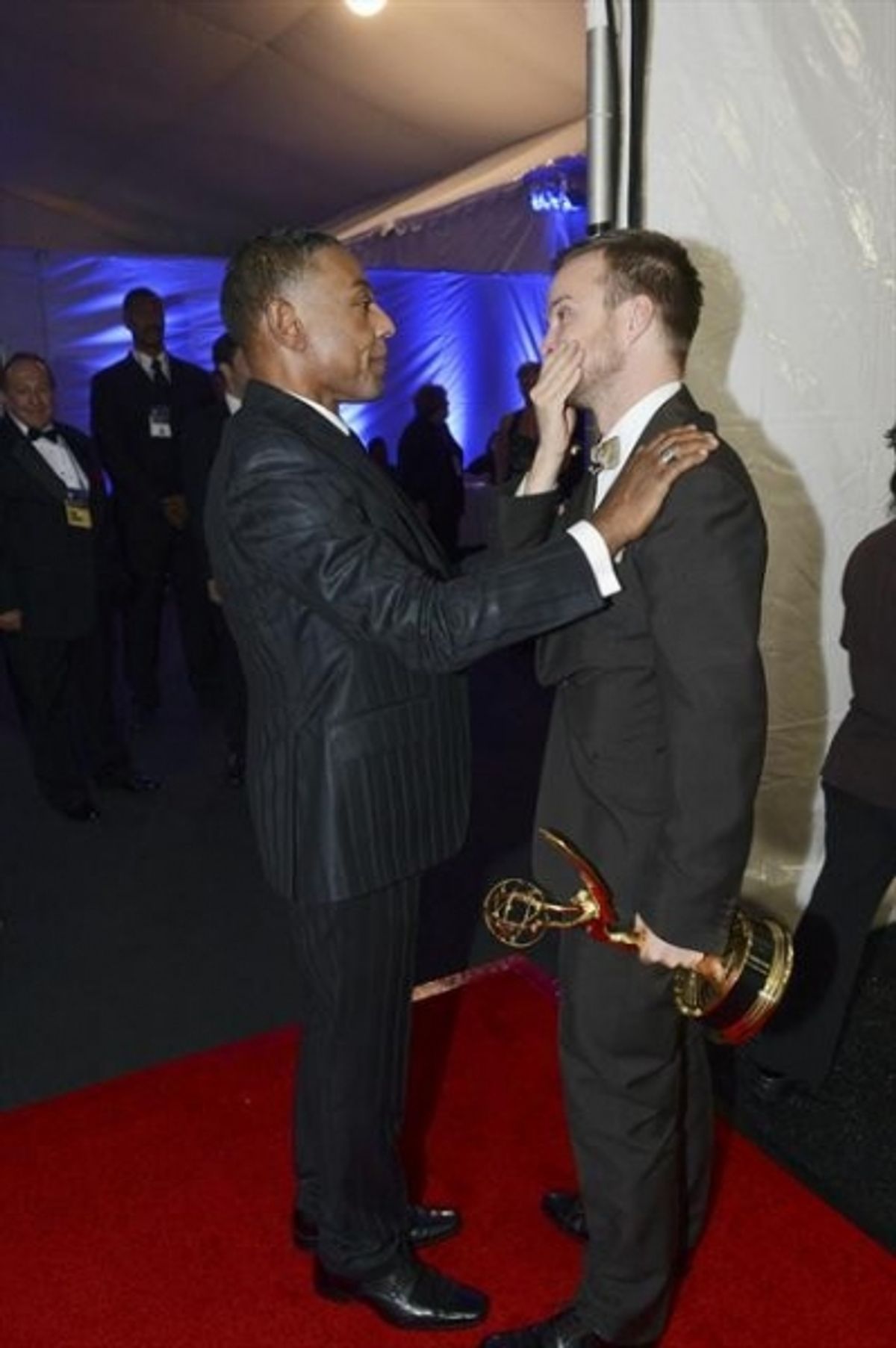  THE 64TH PRIMETIME EMMY(r) AWARDS - The 64th Primetime Emmy Awards broadcasts live from 8:00-11:00 p.m., ET/5:00-8:00 p.m., PT., Sunday, September 23, 2012 exclusively on ABC. (ABC/RICHARD HARBAUGH)GIANCARLO ESPOSITO, AARON PAUL at 