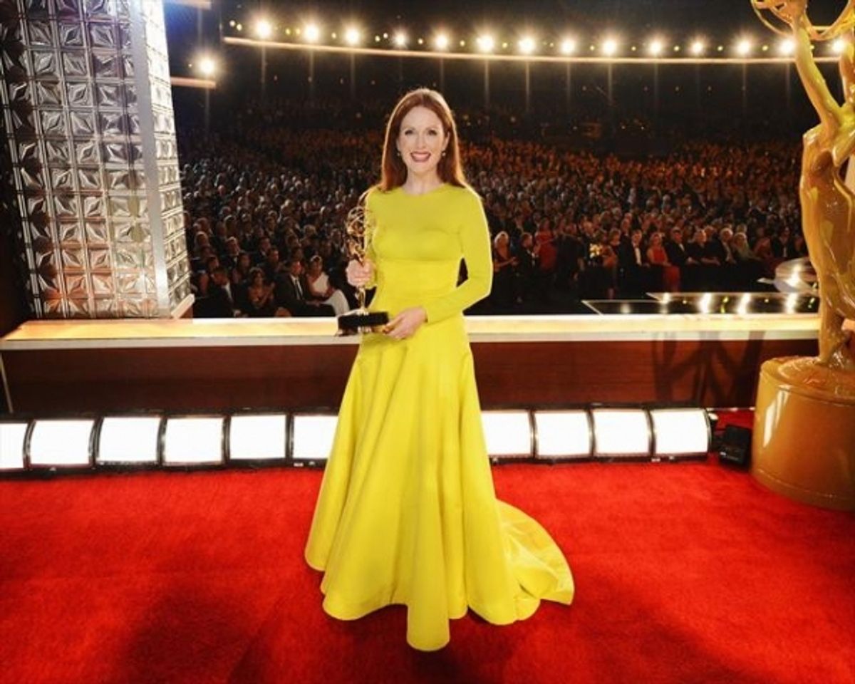  THE 64TH PRIMETIME EMMY(r) AWARDS - The 64th Primetime Emmy Awards broadcasts live from 8:00-11:00 p.m., ET/5:00-8:00 p.m., PT., Sunday, September 23, 2012 exclusively on ABC. (ABC/MATT BROWN)JULIANNE MOORE at 